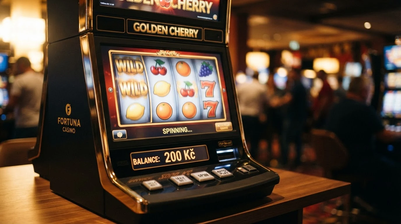 Roztočený online automat s viditelným zůstatkem kolem 200 Kč na herním účtu