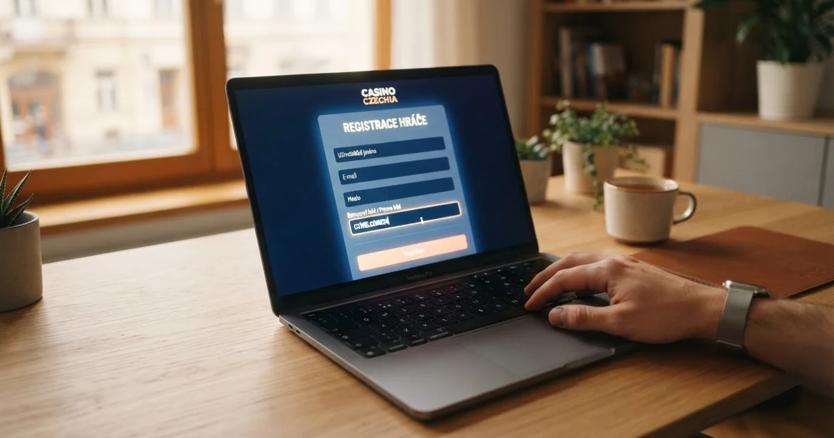 Zadávání promo kódu v registračním formuláři online casina na notebooku