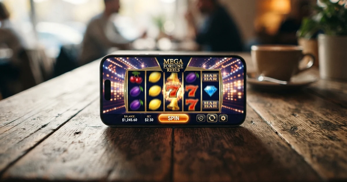 Mobilní telefon zobrazující online casino s nabídkou vkladu přes mobilní kredit