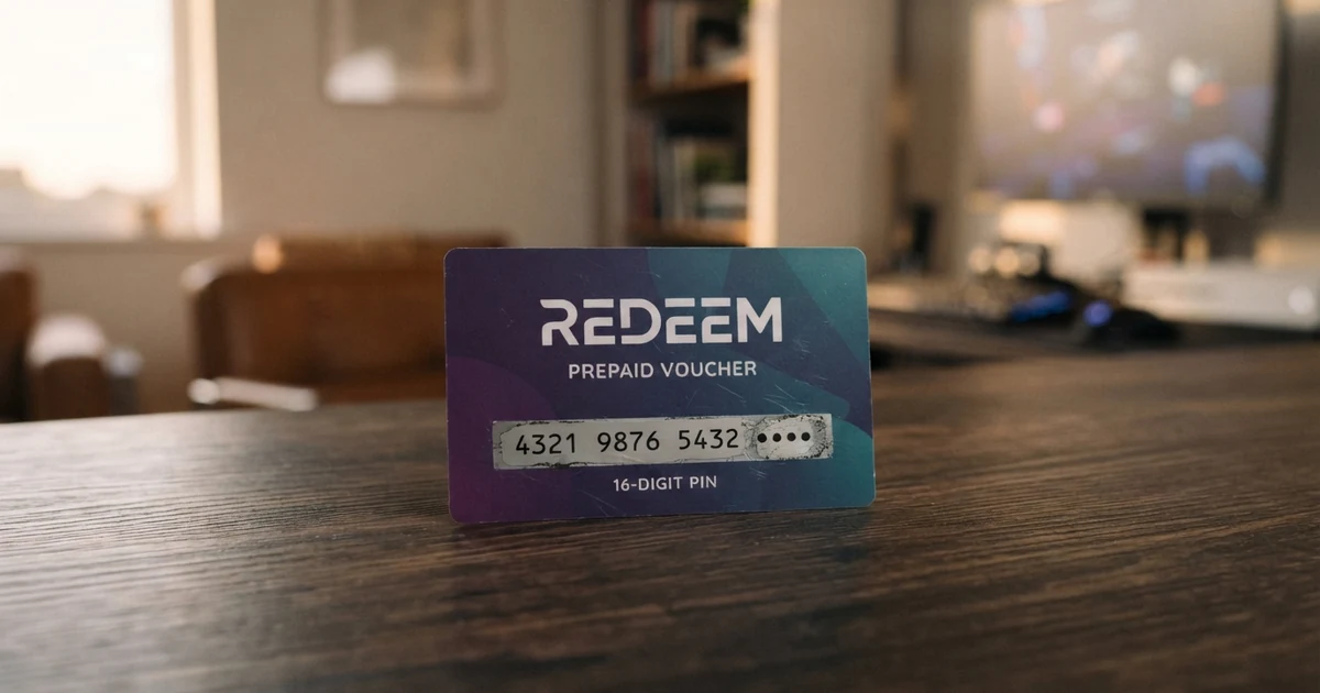 Plastová karta Paysafecard s 16místným PIN kódem a modro-zeleným logem na fialovém pozadí