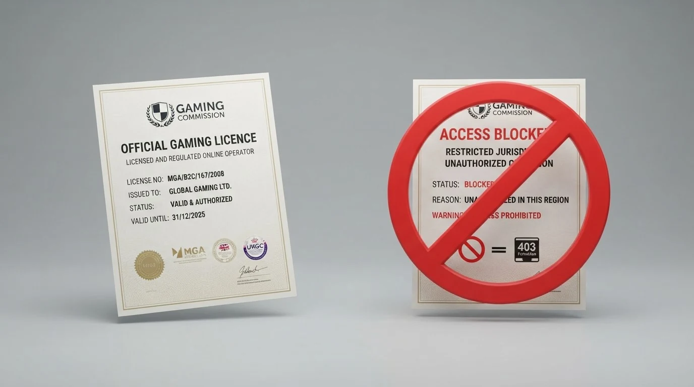 Dokument s licencí vedle výstražného symbolu blokované stránky