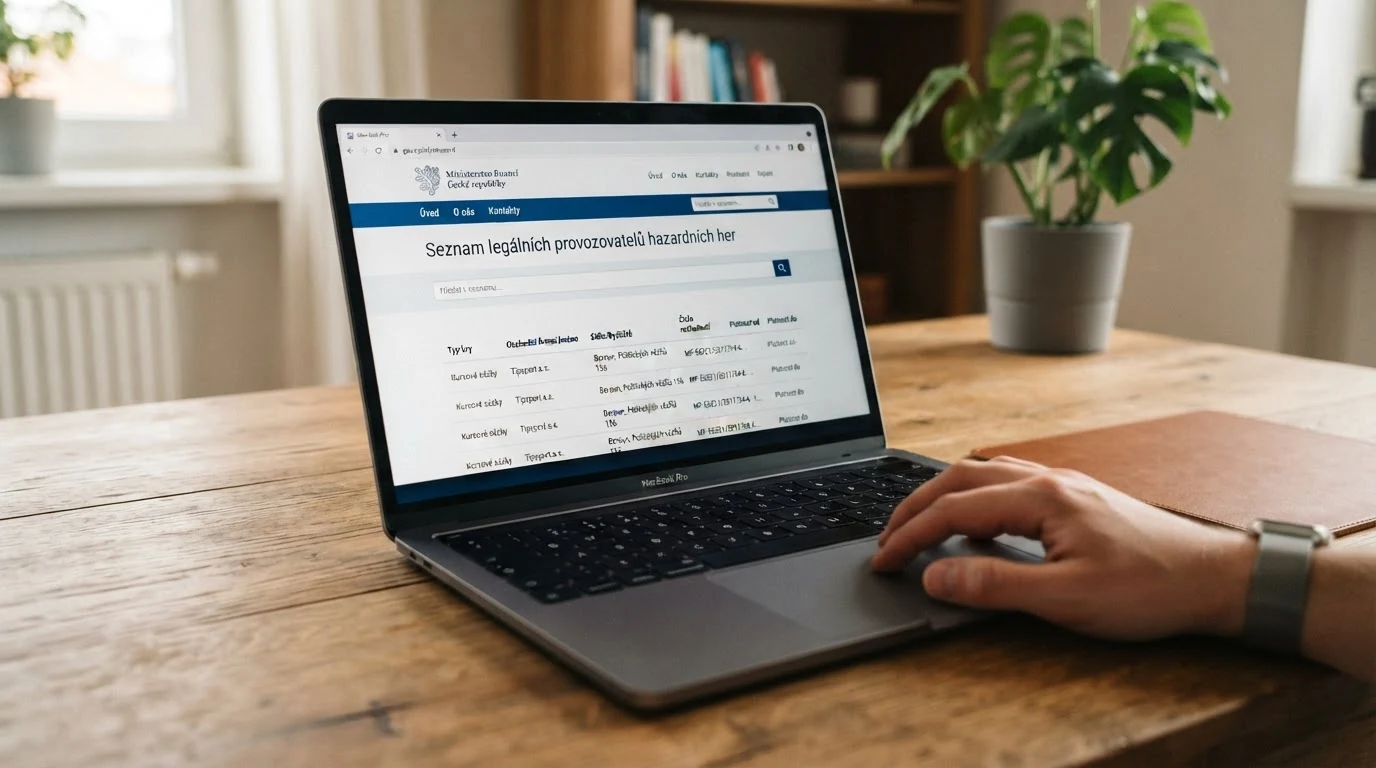 Oficiální web Ministerstva financí ČR s otevřeným seznamem legálních provozovatelů hazardních her