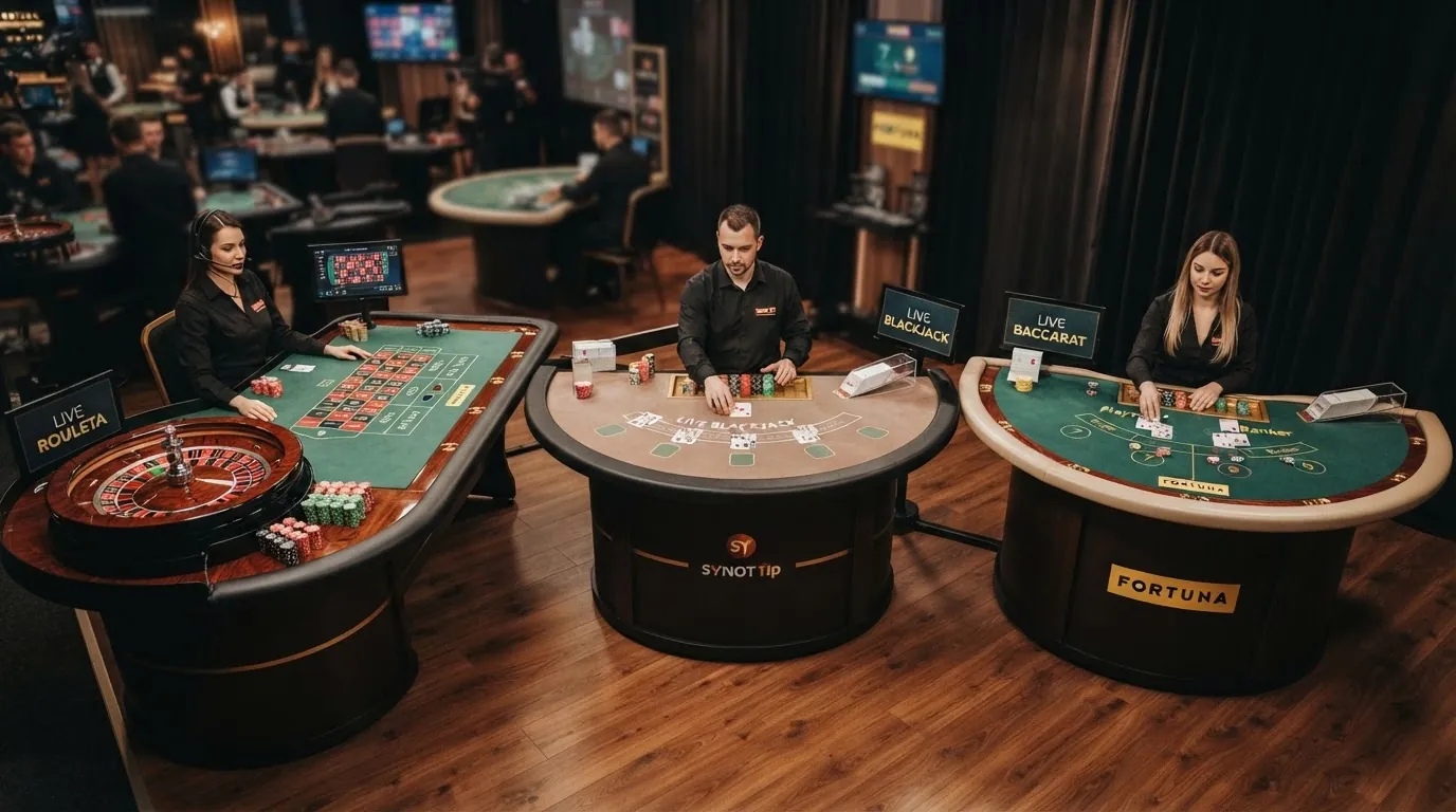 Přehled živých casino her na obrazovce – ruleta, blackjack, baccarat a herní pořady v dlaždicovém rozhraní