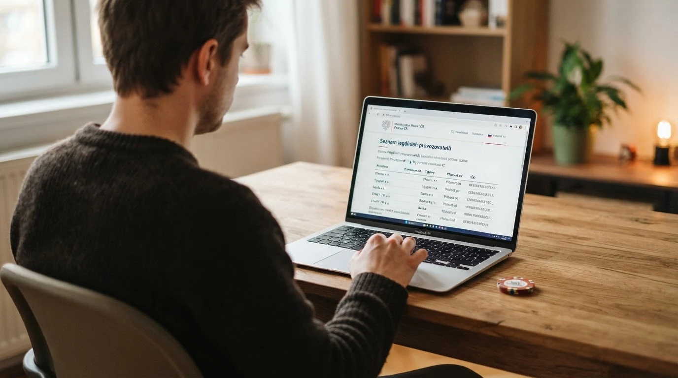 Úřední dokument Ministerstva financí ČR a razítko licence pro provozovatele online hazardních her