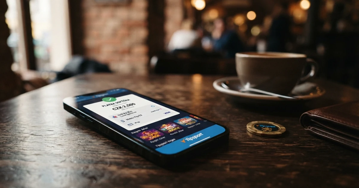 Mobilní telefon zobrazující logo Google Pay vedle rozhraní online casina