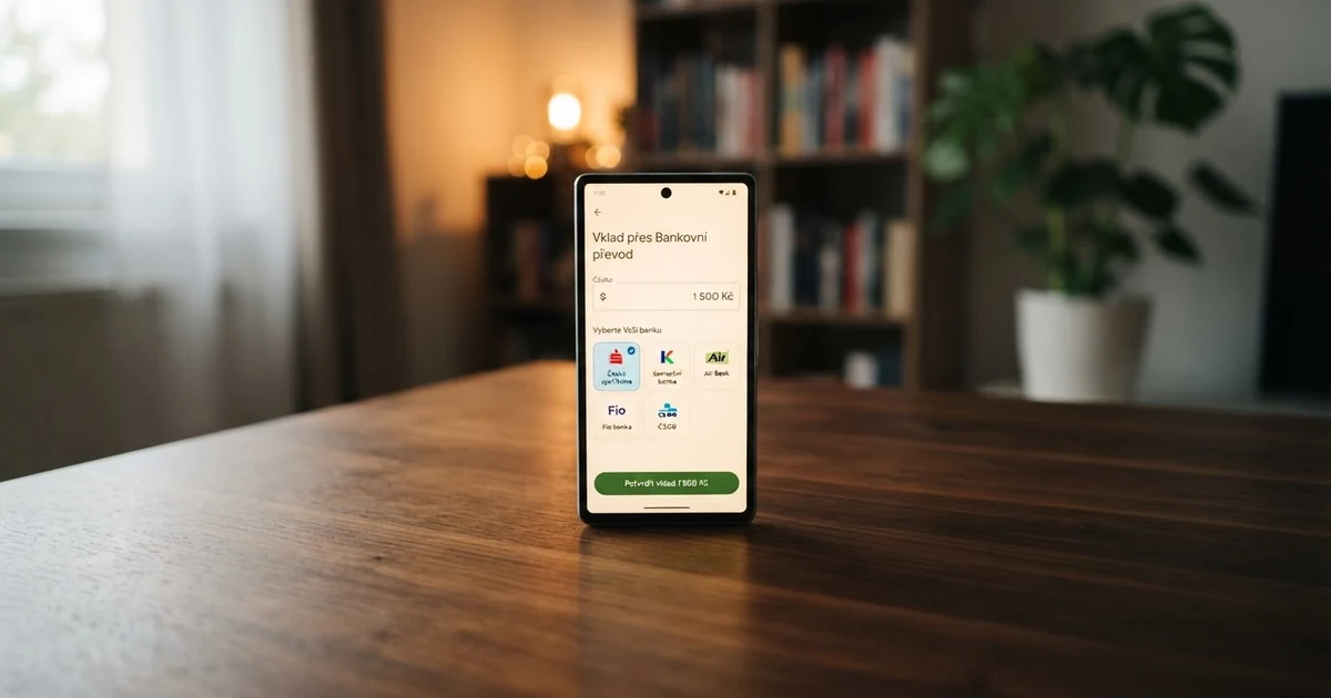 Platební metoda Trustly na displeji mobilního telefonu vedle loga online kasina
