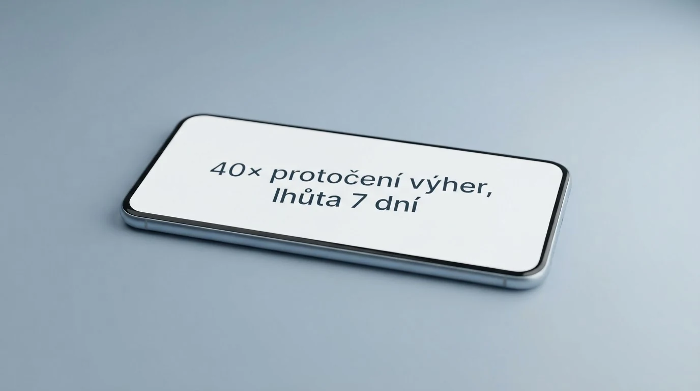 Zvětšený řádek bonusových podmínek s číslem protočení 40× a lhůtou