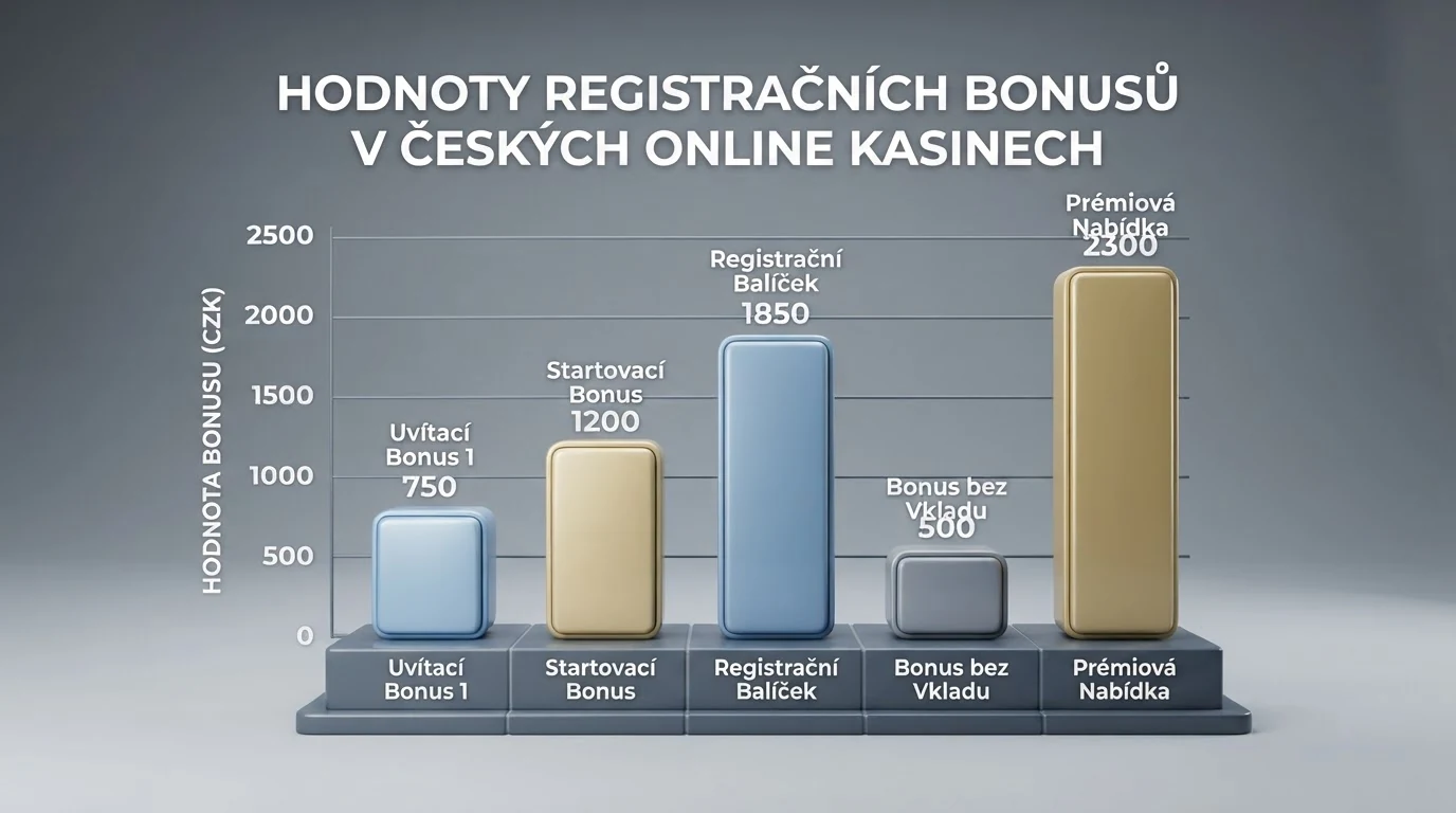 Tabulka porovnávající registrační bonusy deseti českých online casin s MF ČR licencí