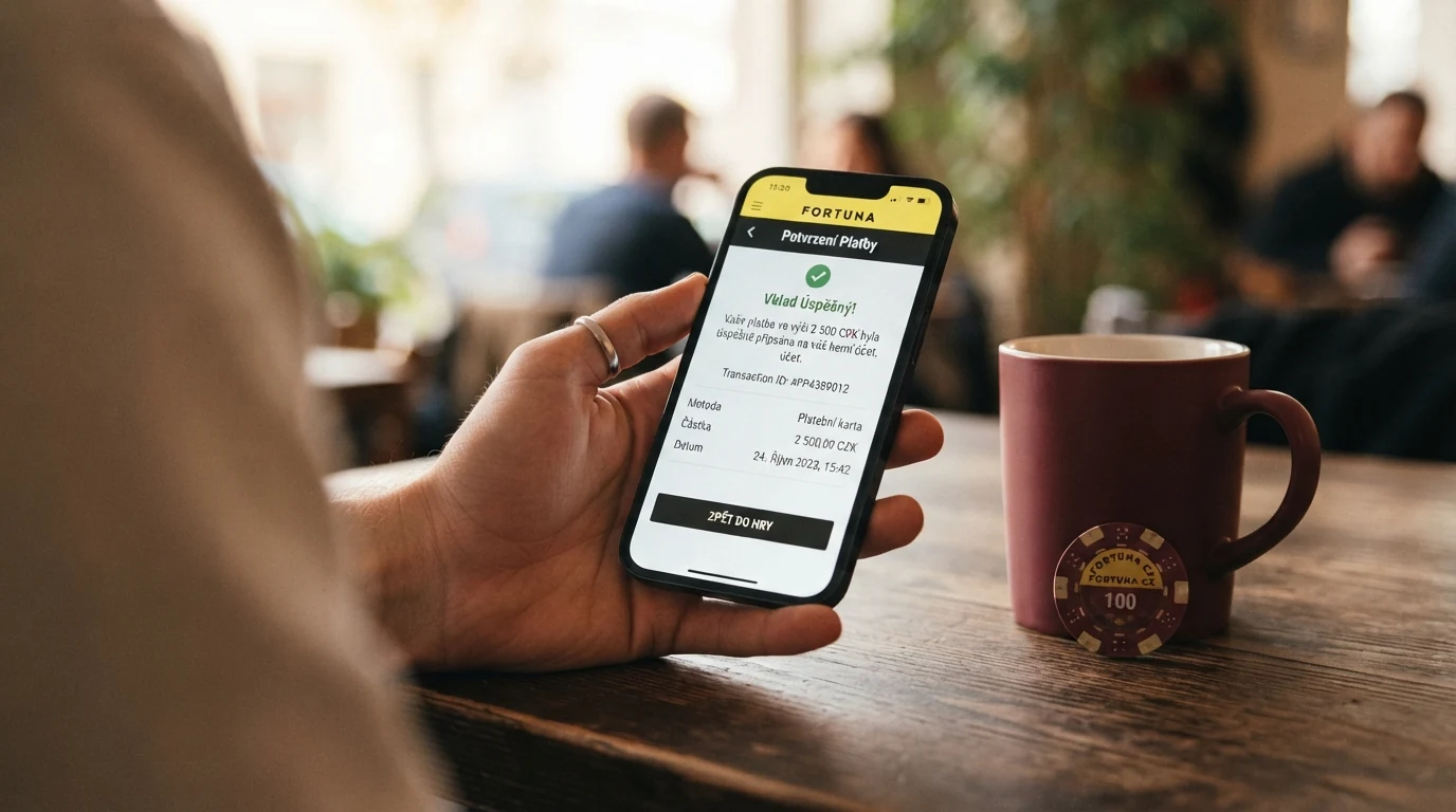 Displej chytrého telefonu zobrazující potvrzení platby kartou v online kasinu s logem Visa